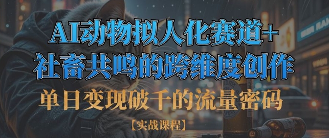 单日变现破千的流量密码，AI动物拟人化赛道+社畜共鸣的跨维度创作-极客副业站