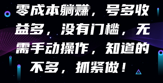零成本全自动,号多收益多,没有门槛,无需手动-极客副业站