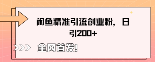 闲鱼精准引流创业粉,轻松日引200+-极客副业站