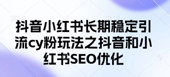抖音小红书长期稳定引流cy粉玩法之抖音和小红书SEO优化-极客副业站