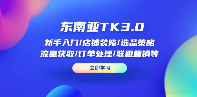 (14208期)东南亚TK3.0:新手入门/店铺装修/选品策略/流量获取/订单处理/联盟营销等-极客副业站