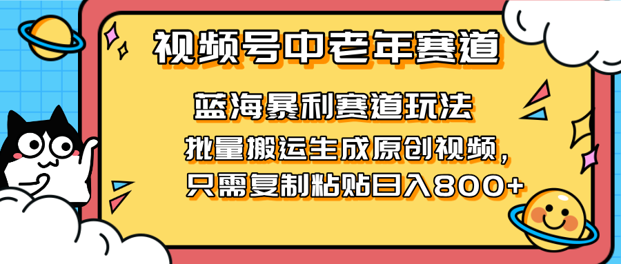 (14314期)2025视频号中老年短视频蓝海暴利风口!复制粘贴搬运视频单日赚800+,无...-极客副业站