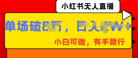 小红书无人直播,纯小白可做,有手就行,单场直播销售额破8w-极客副业站