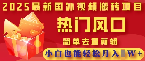 2025最新视频搬砖项目,热门风口,简单去重剪辑,小白也能轻松月入过W-极客副业站